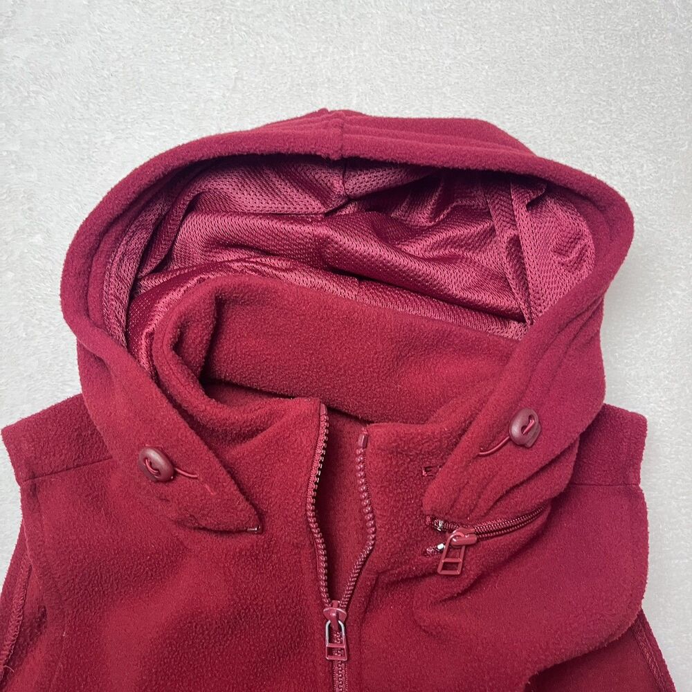 Vintage Y2K Express World Brand Fleece Vest Womens S Hooded Red 90’s Gorpcore - Picture 14 of 16